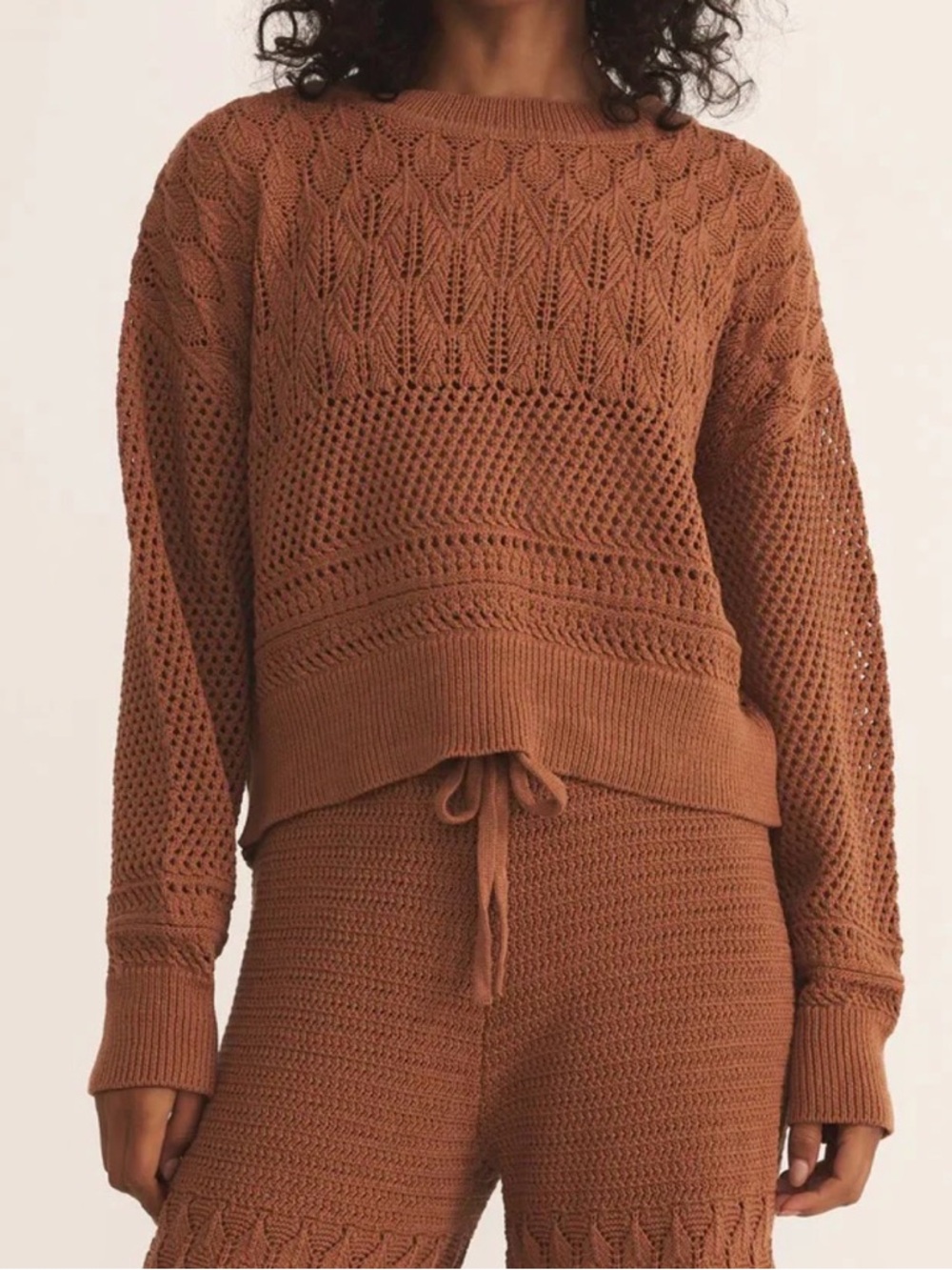 Z Supply Rue Crochet Sweater - Teakwood, Size Large